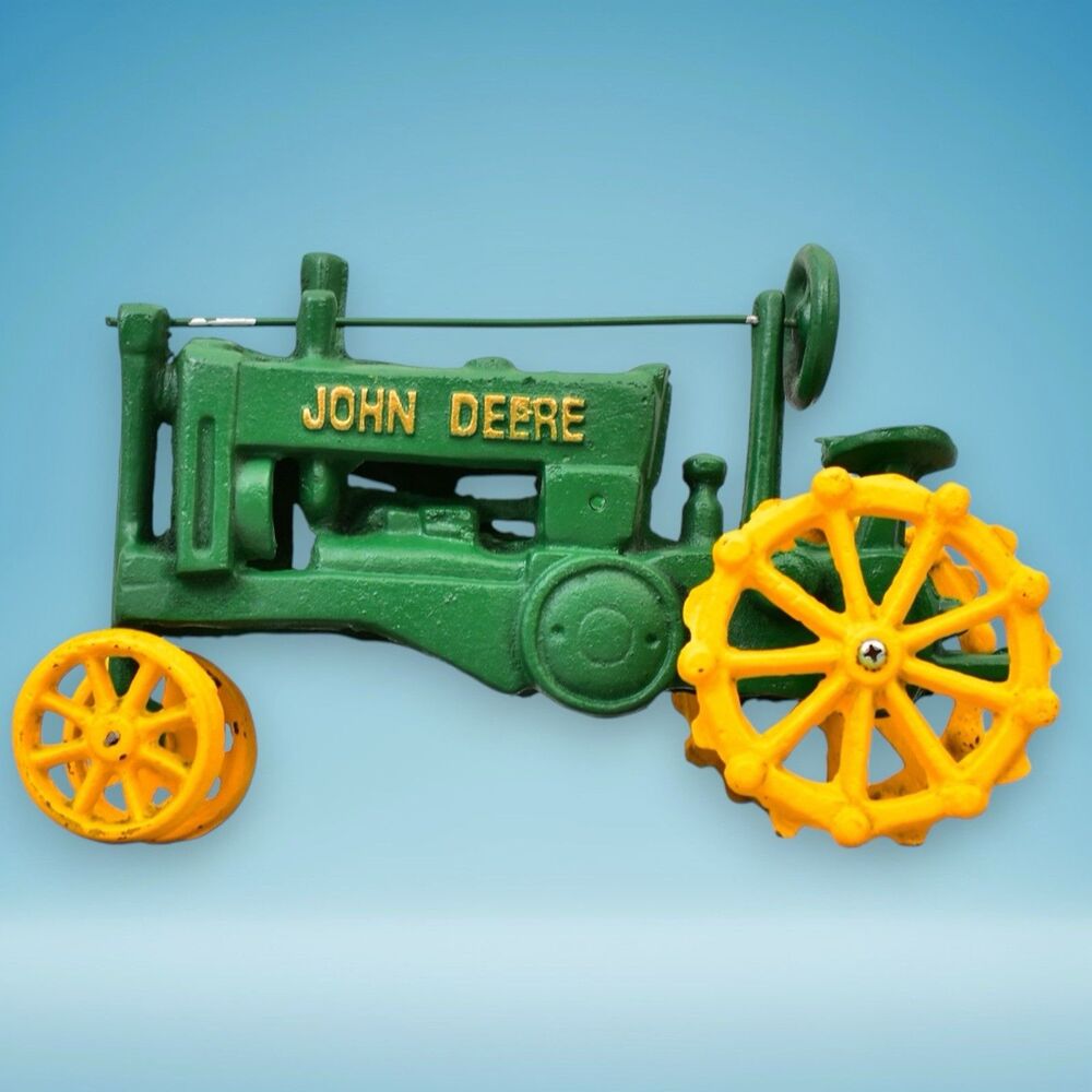 JOHN DEERE OP Heavy Duty Metal Vintage Collectible Cast Iron Green Tractor Nice!
